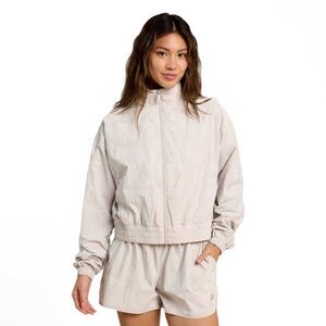 nuuds Cream Bomber Jacket with Elastic Cuffs and Stand-up Collar